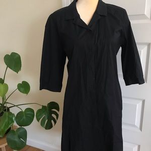 Eileen Fisher black button down shirt dress
